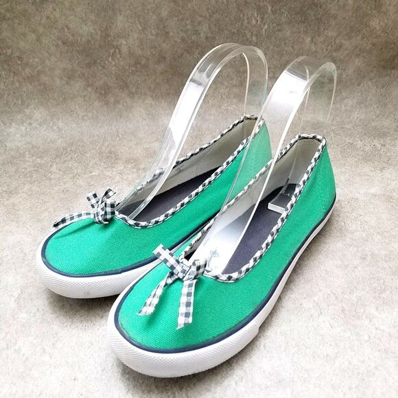 Lands End Big Girls 196707 Size 3 Green  Textile Slip On Loafer Flats - Picture 3 of 9